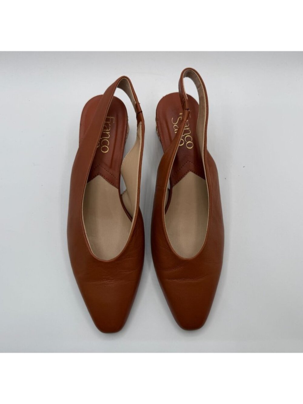 Franco Sarto Jonia Low Heel Brown Leather Slingback Pump Women Size 6.5M Career - Picture 3 of 16